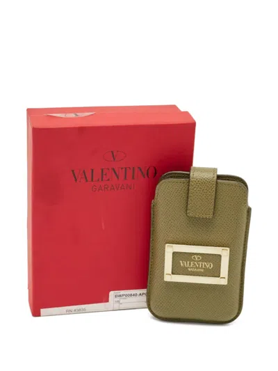 Pre-owned Valentino Garavani Leather Logo-stamp Phone Case
