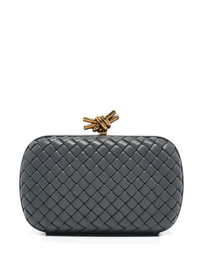 Pre-owned Bottega Veneta Intrecciato Knot Clutch Bag In Gray