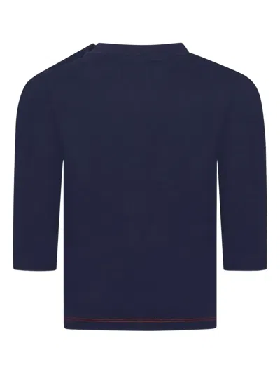 Bosswear Colour-block Three-quarter Sleeve Top In Blue