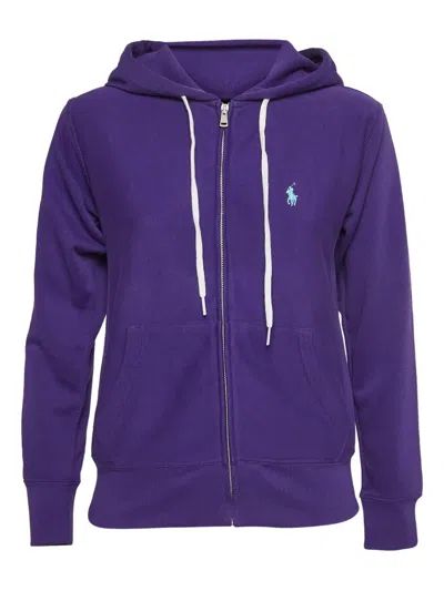 Pre-owned Polo Ralph Lauren Vintage Polo Pony Zip-up Hoodie In Purple
