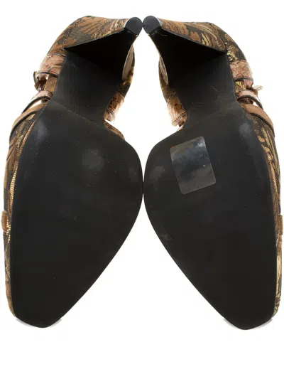 Pre-owned Miu Miu 2024 120mm Brocade Sandals In Brown