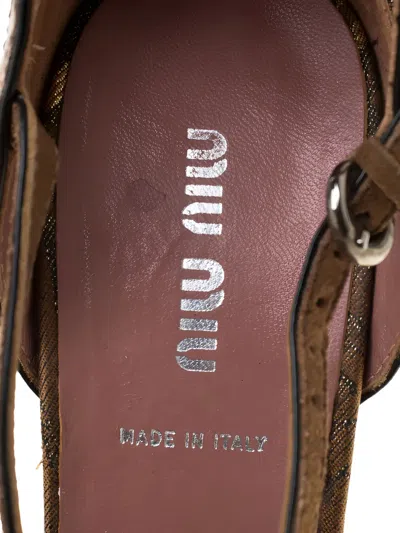 Pre-owned Miu Miu 2024 120mm Brocade Sandals In Brown