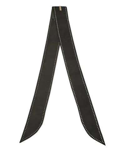 Pre-owned Saint Laurent Studded Suede Scarf In Black