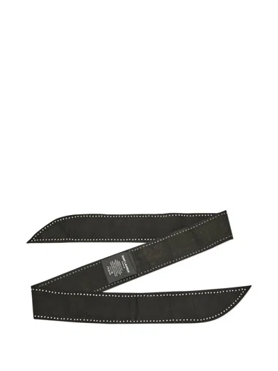 Pre-owned Saint Laurent Studded Suede Scarf In Black