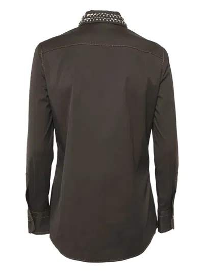 Pre-owned Prada 2024 Crystal-embellished Shirt In Brown