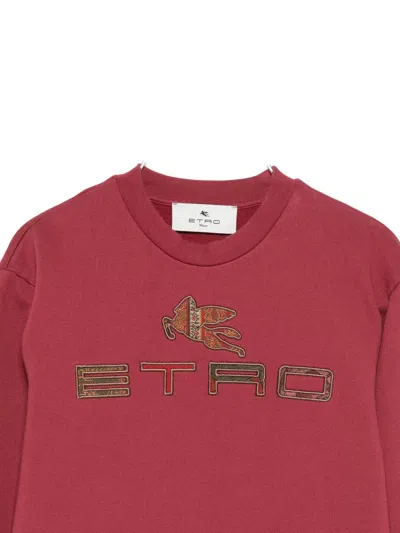 Etro Embroidered-logo Sweatshirt In Red