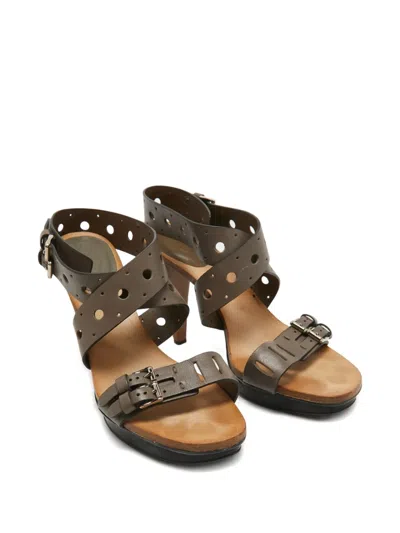 Pre-owned Tod's Vintage  110mm Perforated Sandals In Brown