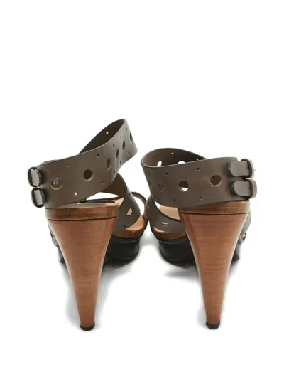Pre-owned Tod's Vintage  110mm Perforated Sandals In Brown
