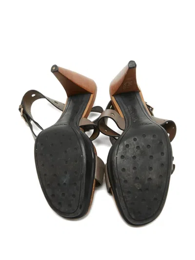 Pre-owned Tod's Vintage  110mm Perforated Sandals In Brown