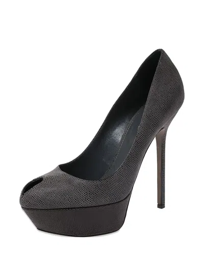 Pre-owned Sergio Rossi Vintage  140mm Platform Pumps In Gray
