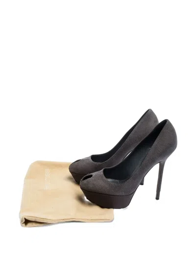 Pre-owned Sergio Rossi Vintage  140mm Platform Pumps In Gray