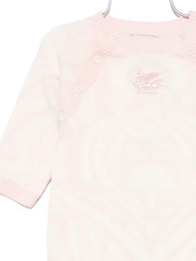 Etro Zebra-print Button-fastening Babygrow Set (set-of-two) In Pink