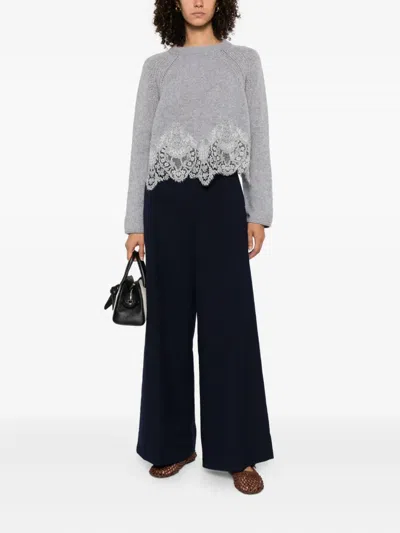 Ermanno Scervino Lace-trimmed Cashmere Sweater
