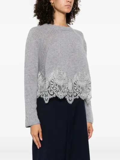 Ermanno Scervino Lace-trimmed Cashmere Sweater