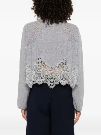 Ermanno Scervino Lace-trimmed Cashmere Sweater