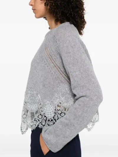 Ermanno Scervino Lace-trimmed Cashmere Sweater