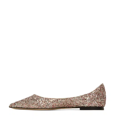 Jimmy Choo Romy Glitter-embellished Pointed-toe Ballet Flats