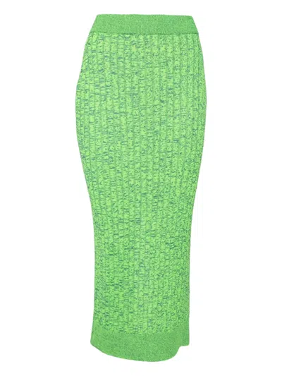 Pre-owned Maison Margiela Ribbed-knit Skirt In Green