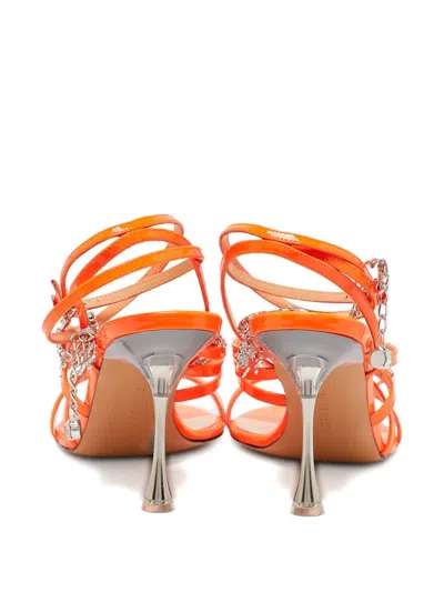 Pre-owned Mach&mach  90mm Camille Sandals In Orange