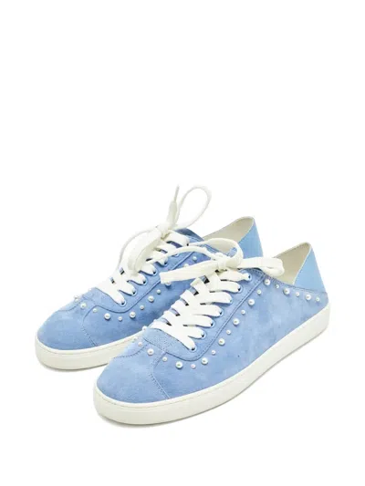 Pre-owned Stuart Weitzman Leather Lace-up Sneakers In Blue