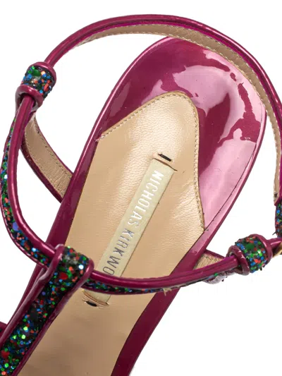 Pre-owned Nicholas Kirkwood  135mm Patent Glitter Platform Sandals
