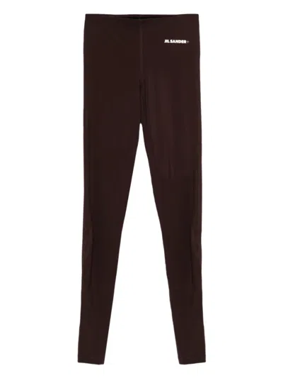 Jil Sander Logo-embellished Leggings In Brown