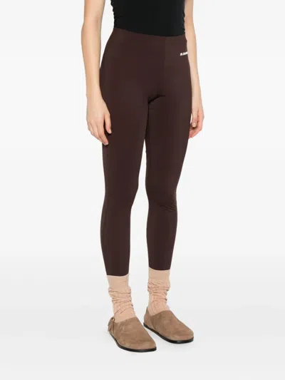 Jil Sander Logo-embellished Leggings In Brown