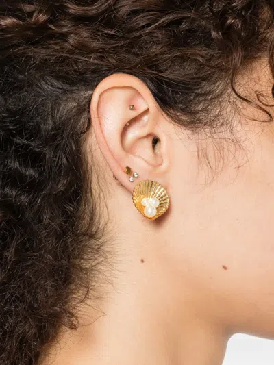 Jennifer Behr Gold  White Earrings In Gold
