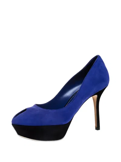 Pre-owned Sergio Rossi Vintage  100mm Cachet Peep-toe Platform Pumps