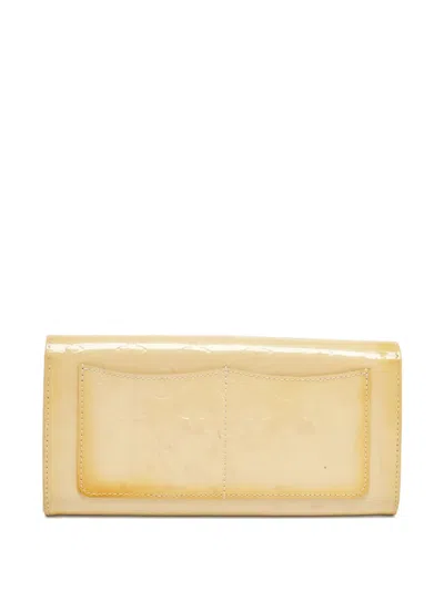 Pre-owned Louis Vuitton Patent-leather Embossed Wallet In Neutral