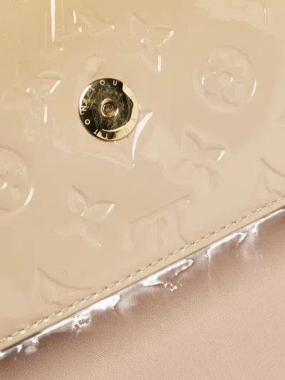 Pre-owned Louis Vuitton Patent-leather Embossed Wallet In Neutral