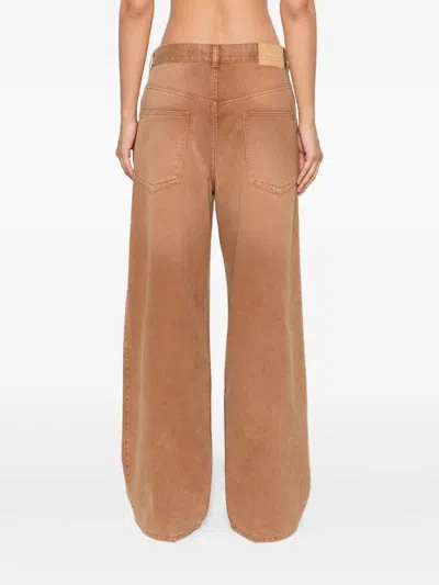 Isabel Marant Pleat Cotton Straight-leg Jeans In Brown