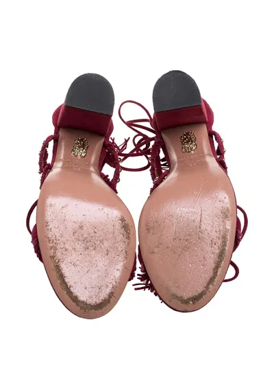Pre-owned Aquazzura  105mm Tassel Studded Sandals In Red