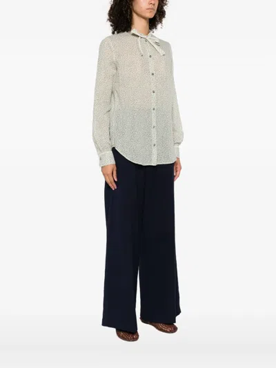 Forte Forte Les Petits Pois Shirt In Voile With Bow Detail In Neutral