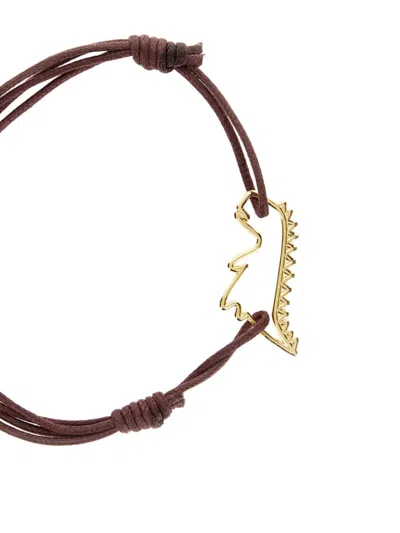Aliita 9k Yellow Gold Dino Cord Bracelet In Brown
