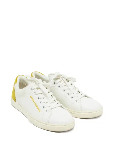 Pre-owned Dolce & Gabbana Suede Leather Sneakers In White