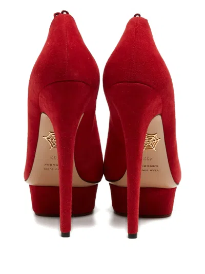Pre-owned Charlotte Olympia 110mm Leather Heeled Pumps In Red