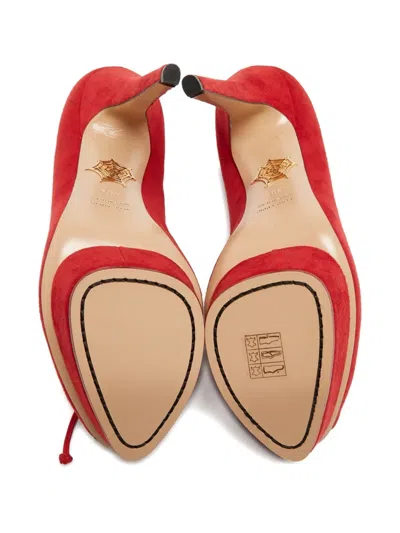 Pre-owned Charlotte Olympia 110mm Leather Heeled Pumps In Red