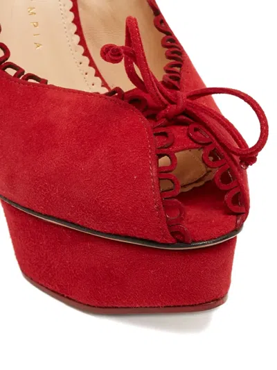 Pre-owned Charlotte Olympia 110mm Leather Heeled Pumps In Red