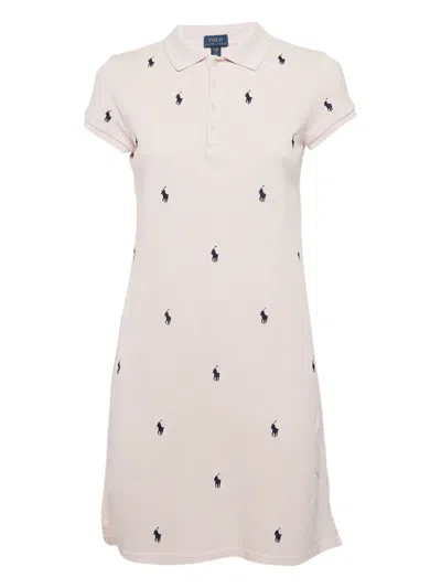 Pre-owned Polo Ralph Lauren Vintage Logo-print Cotton Dress In Pink