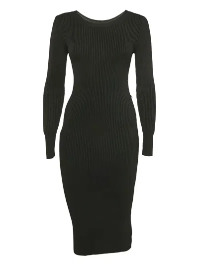 Pre-owned Michael Kors Vintage  Ribbed Long-sleeve Midi Dress