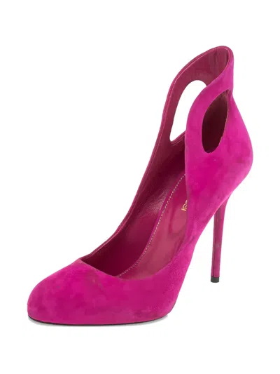 Pre-owned Sergio Rossi Vintage  110mm Cutout Suede Pumps In Pink