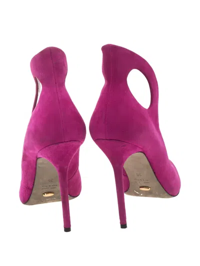 Pre-owned Sergio Rossi Vintage  110mm Cutout Suede Pumps In Pink
