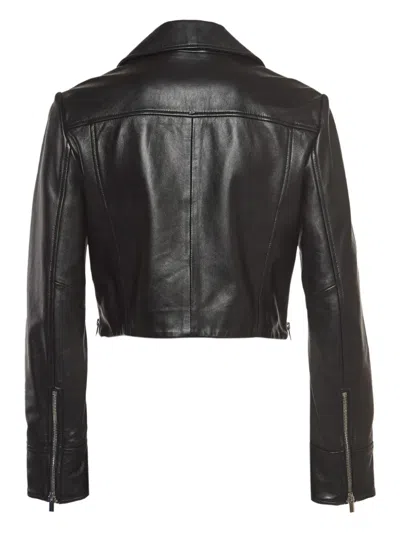 Pre-owned Sportmax Leather Cropped Jacket In Black