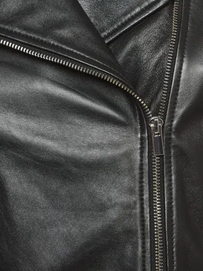 Pre-owned Sportmax Leather Cropped Jacket In Black