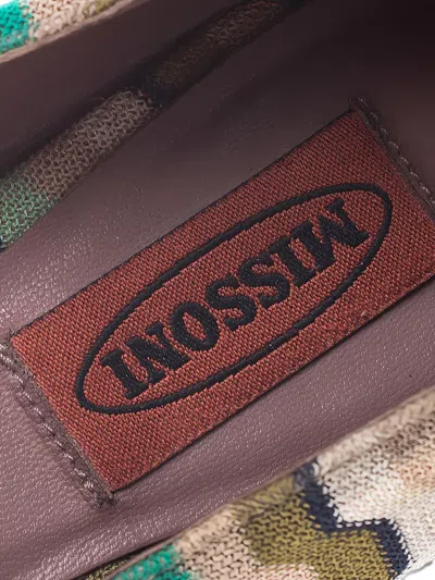 Pre-owned Missoni Bow-detail Wave-pattern Ballet Flats In Neutral