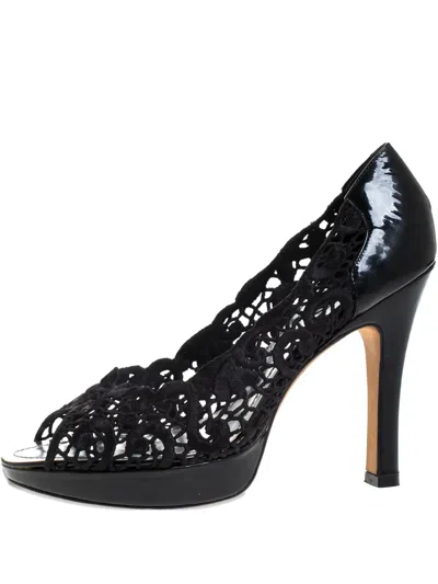 Pre-owned René Caovilla  115mm Lace Pumps In Black