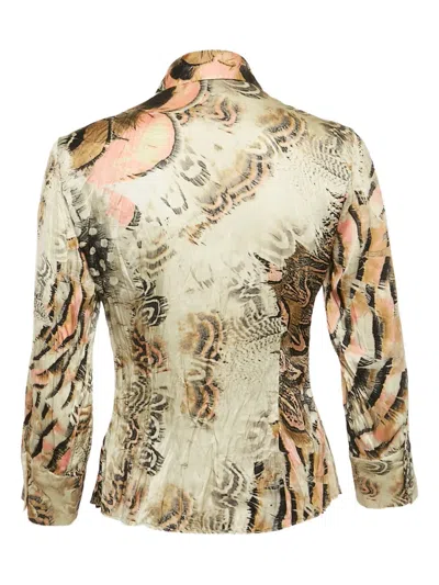 Pre-owned Roberto Cavalli  Mix-print Silk Top In Neutral