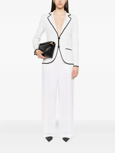 Giorgio Armani Button-fastening Silk Trousers In White