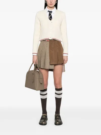 Thom Browne Ribbed Wool Cardigan In White